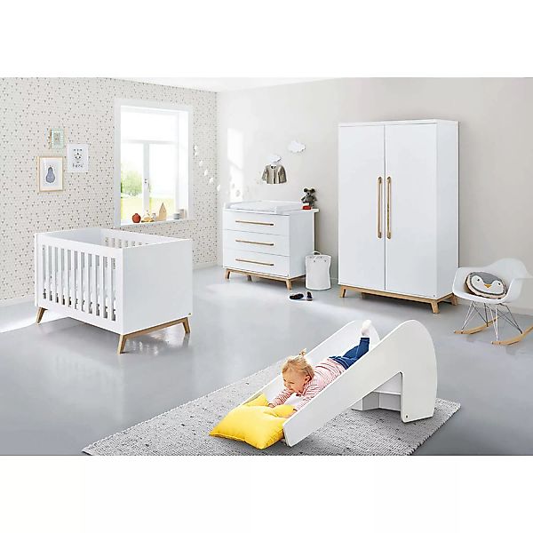 Babyzimmer Set mit Rutsche RIJEKA-134 in weiß edelmatt inkl. Matratze günstig online kaufen