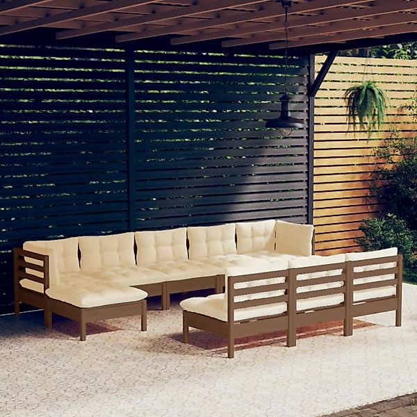 10-tlg. Garten-lounge-set Mit Kissen Honigbraun Kiefernholz günstig online kaufen