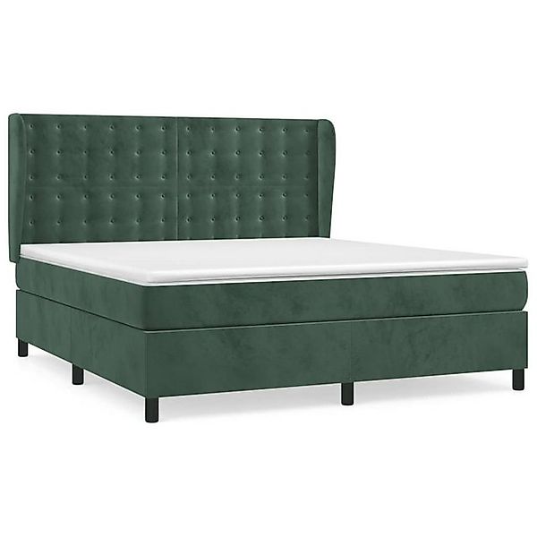 vidaXL Boxspringbett, Boxbett mit Matratze Dunkelgrün 160x200 cm Samt günstig online kaufen