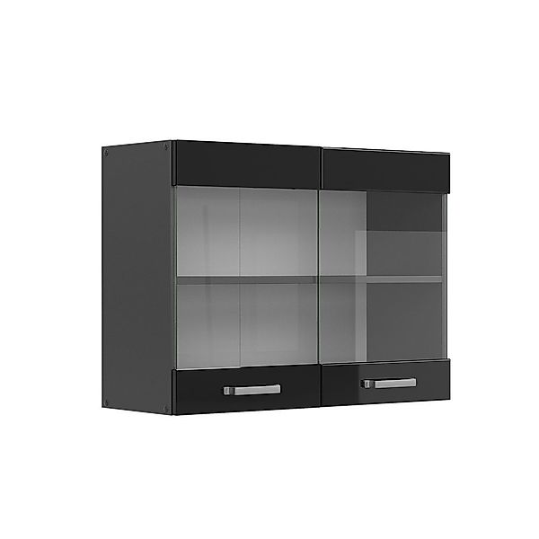 Vicco Glashängeschrank R-Line, Schwarz Hochglanz/Anthrazit, 80 günstig online kaufen