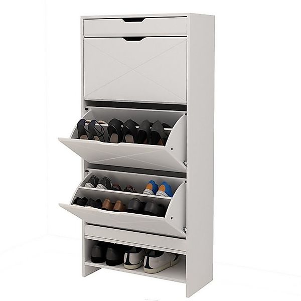 OKWISH Schuhschrank mit 3 Fächern & Ausziehbarem Stauraum (Schuhkarton Schu günstig online kaufen