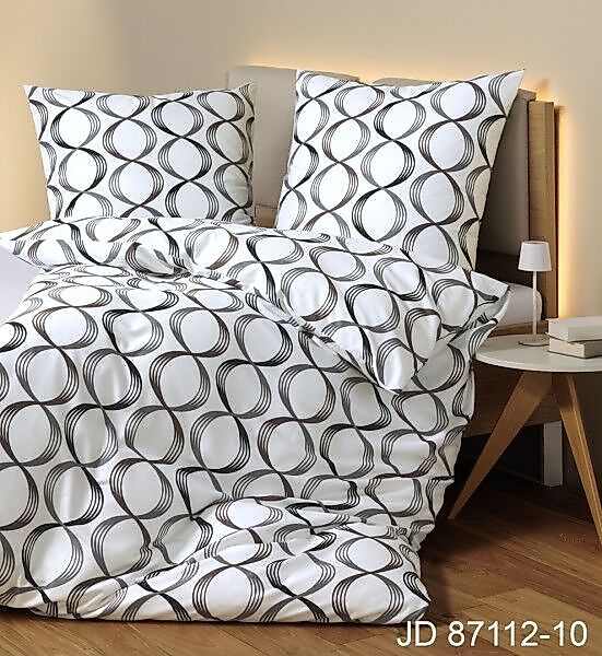Janine Janine Mako-Satin Bettwäsche J. D. 87112 weiß grau Größe:  200x200 c günstig online kaufen