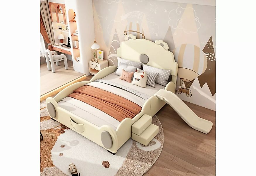 HAUSS SPLOE Kinderbett 140x200cm Bärenbett Kinderbett mit Rutsche, Leiter, günstig online kaufen
