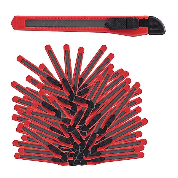 relaxdays Teppichmesser Cuttermesser 100er Set, Rot günstig online kaufen