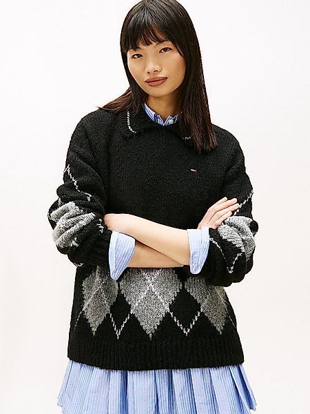 Tommy Jeans Strickpullover TJW OVS ARGYLE POLO SWEATER günstig online kaufen