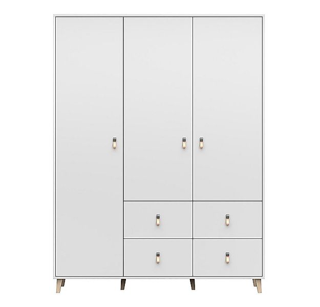 MOEBLO Drehtürenschrank FAGO 19 4S3D (Griffe aus Leder, weiß, Kleiderchrank günstig online kaufen