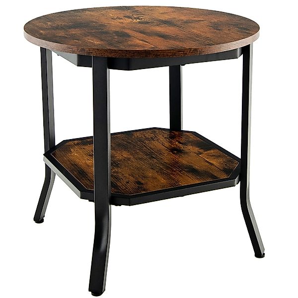 Costway Runder Beistelltisch Industriell Vintagebraun 50 x 50 x 49,5cm günstig online kaufen