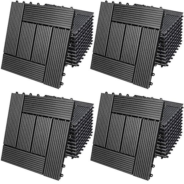 Casaria Holzfliesen 44x Mosaik Anthrazit, Terrassenfliesen günstig online kaufen