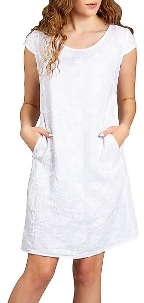 Caspar Sommerkleid SKL031 knielanges Damen Sommer Leinenkleid mit Ginko Bla günstig online kaufen