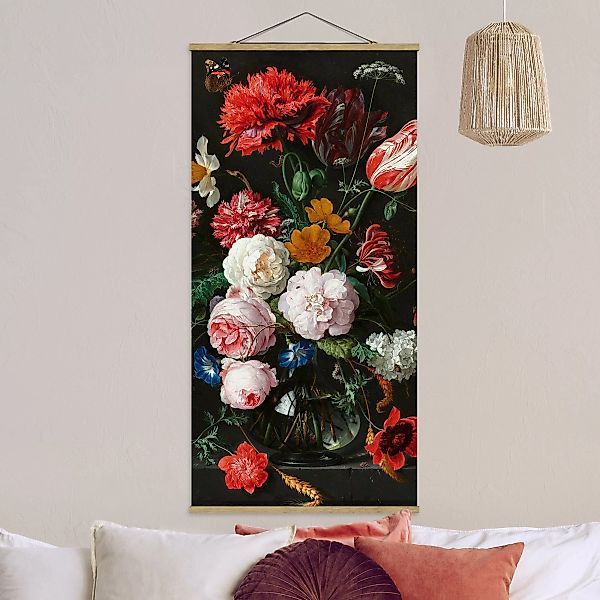 Stoffbild Blumen mit Posterleisten - Hochformat Jan Davidsz de Heem - Still günstig online kaufen