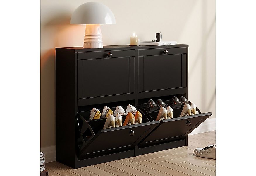 VOWNER Schuhschrank mit 4 Klappen, schmaler, 8 Fächer günstig online kaufen