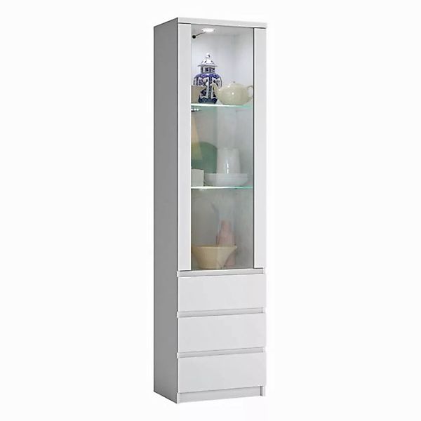 Lomadox Vitrine FORTALEZA-129 in weiß mit LED Beleuchtung, B/H/T 50,1/200/4 günstig online kaufen