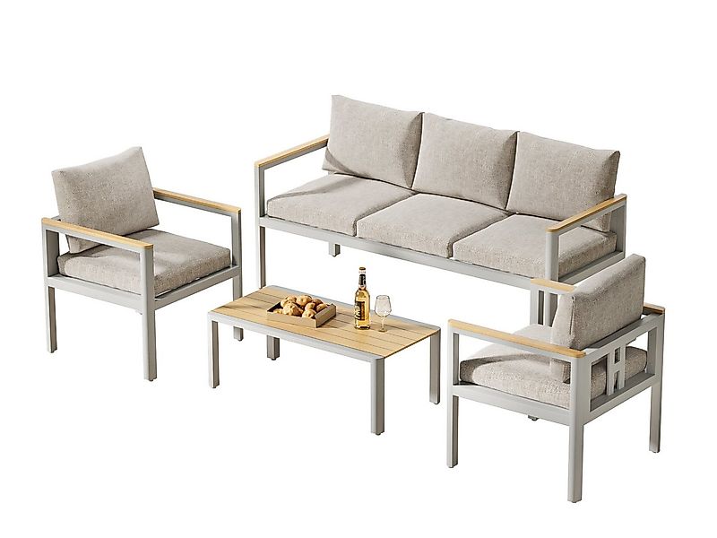 MeXo Gartenlounge-Set Gartenmöbel Set Aluminium, (Garten Sitzgruppe für 5 P günstig online kaufen