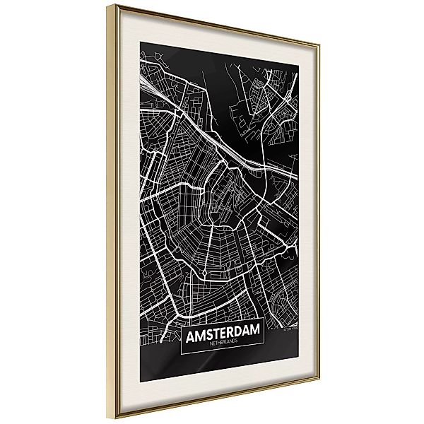 Poster - City Map: Amsterdam (dark) günstig online kaufen