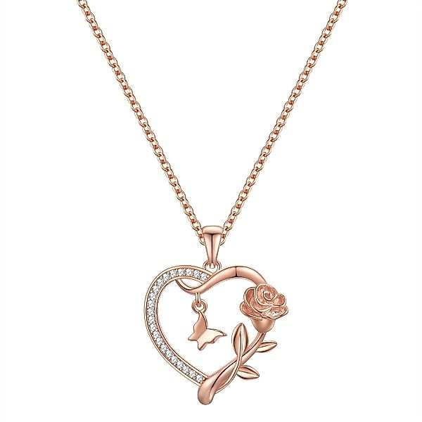 Rafaela Donata Silberkette Herz/Schmetterling/Rose roségold, mit günstig online kaufen