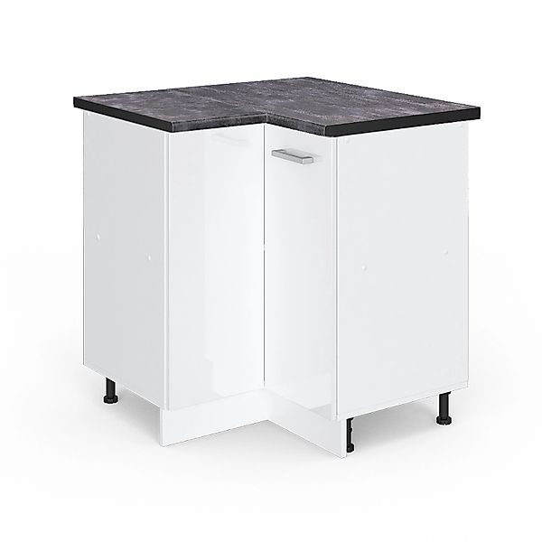 Vicco Eckunterschrank R-Line, Weiß Hochglanz/Weiß, 75.6 günstig online kaufen