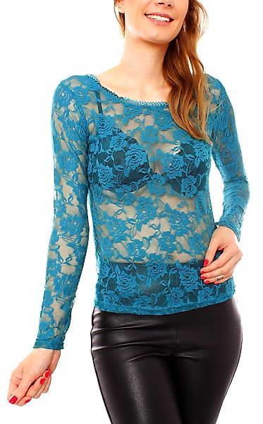 Muse Spitzentop Langarm Spitzenshirt transparent mit günstig online kaufen