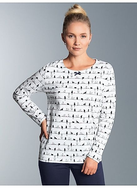 Trigema Schlafanzug TRIGEMA Langarmshirt mit Katzenmotiv günstig online kaufen