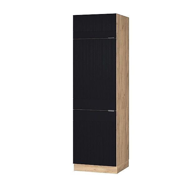 Vicco Kühlumbauschrank Fame-Line, Schwarz gestreift/Goldkraft Eiche, günstig online kaufen