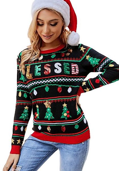 YRIIOMO Strickpullover Gemütlicher Weihnachts Pullover mit festlichem Desig günstig online kaufen