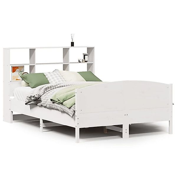 vidaXL Bett, Massivholzbett mit Regal ohne Matratze Weiß 140x200 cm Kiefer günstig online kaufen