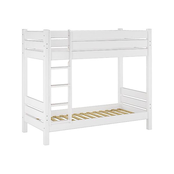 Erst-Holz Schmales Etagenbett Überlänge 80 x 220 Kiefer Massiv Weiß Nische günstig online kaufen