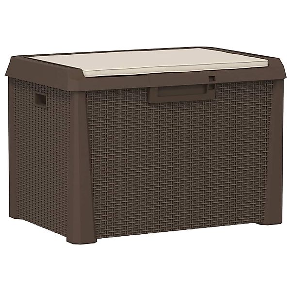 vidaXL Gartentruhe mit Sitzkissen Braun 125 L PP günstig online kaufen