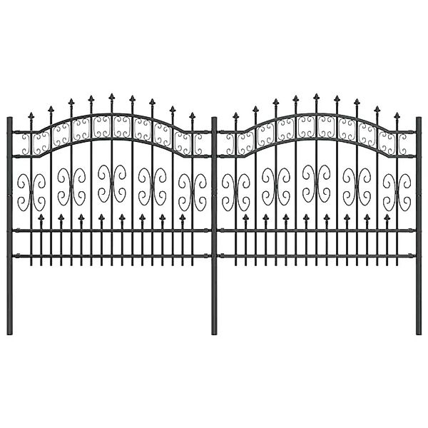 vidaXL Gartenzaun Grau 140 cm Pulverbeschichteter Stahl 42003964 günstig online kaufen