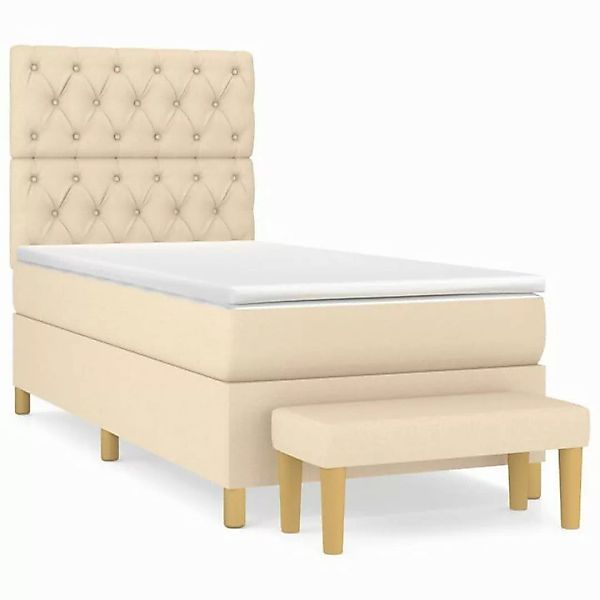 vidaXL Boxspringbett Boxspringbett mit Matratze Creme 80x200 cm Stoff Bett günstig online kaufen