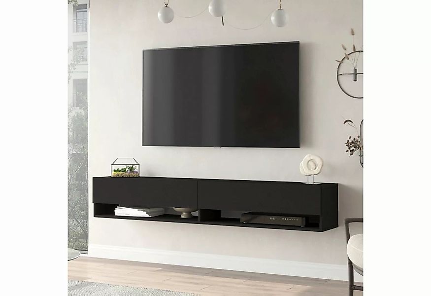 en.casa TV-Schrank »Laitila« TV Hängeboard 180x31,5x29,5cm Schwarz günstig online kaufen