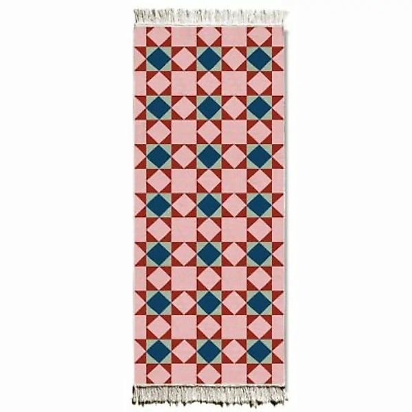 THE MIA Teppichläufer - beidseitig verwandbar mit Fransen 200 x 80 cm rosa günstig online kaufen