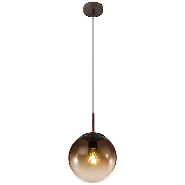 GLOBO Pendelleuchte 15865 braun amber Glas Metall H/D: ca. 120x20 cm E27 1 günstig online kaufen