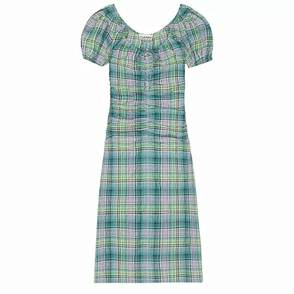 GANNI Midikleid Kleid SEERSUCKER CHECK GATHERED günstig online kaufen