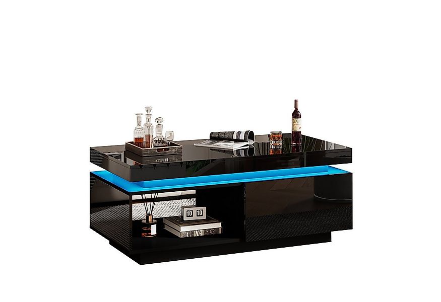 HAUSS SPOLE Couchtisch Hochglanz mit LED-Beleuchtung, mit Schublade 100x50x günstig online kaufen