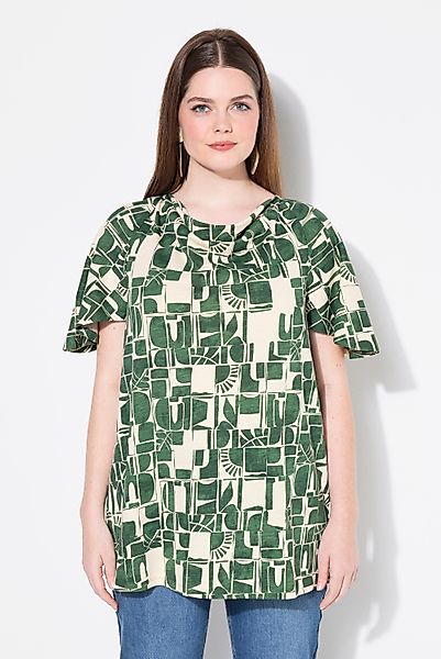 Ulla Popken T-Shirt T-Shirt Wasserfallausschnitt Halbarm günstig online kaufen