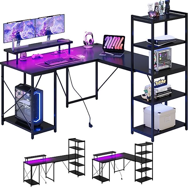HOMALL Gamingtisch Schreibtisch mit LED und günstig online kaufen