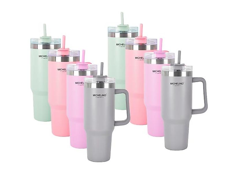 Trinkbecher Thermobecher mit Strohhalm MICHELINO ca. 1,2 l  1 Stück 4 Sorte günstig online kaufen