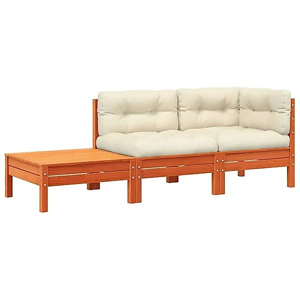 vidaXL Gartensofa mit Kissen und Fußhocker Massivholz Kiefer 838186 günstig online kaufen