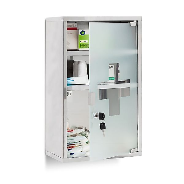 relaxdays Medizinschrank EMERGENCY Edelstahl XL günstig online kaufen