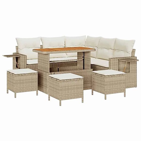 vidaXL Gartensofa-Set mit Kissen 10 Stk Beige und Creme Poly-Rattan 3363701 günstig online kaufen