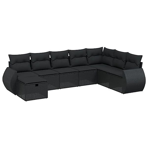 vidaXL 8-Tlg Garten-Sofagarnitur mit Kissen Schwarz Poly Rattan 3264201 günstig online kaufen