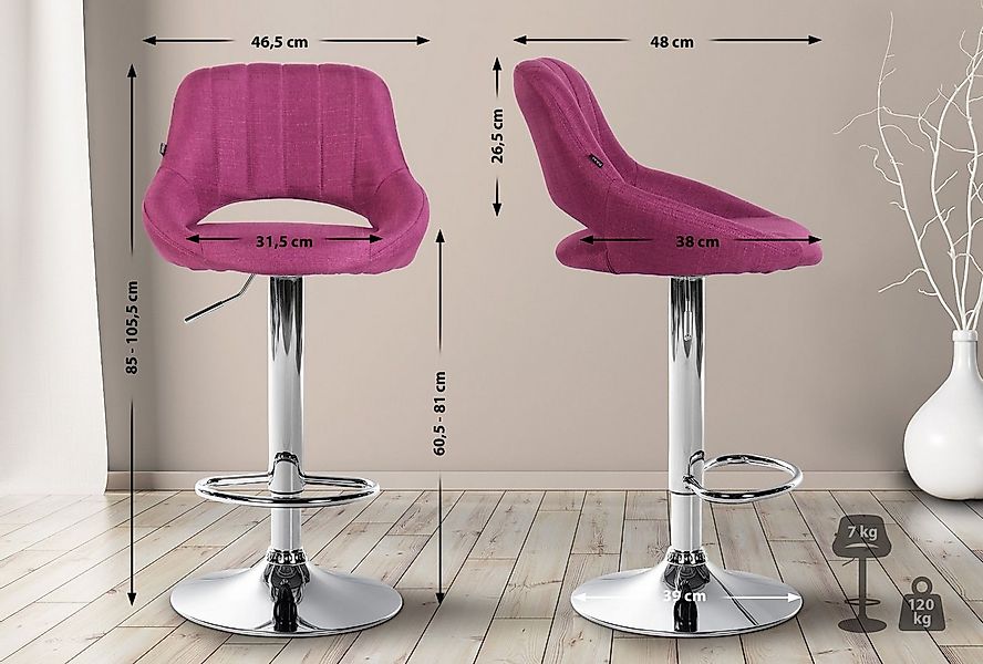 CLP Barhocker Milet Stoff (2er Set, 2 St., 2er), höhenverstellbar und drehb günstig online kaufen