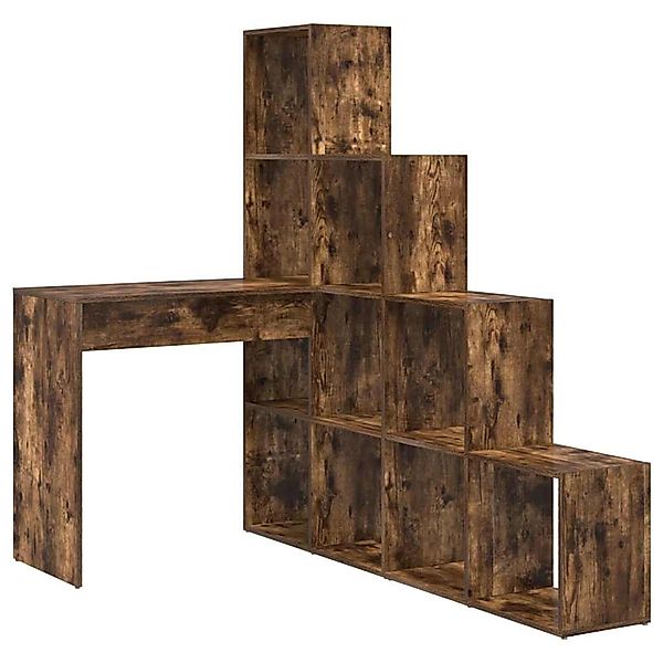 vidaXL Eckschreibtisch mit Regal Räuchereiche 101,5 x 149,5 x 149,5 cm 3337 günstig online kaufen