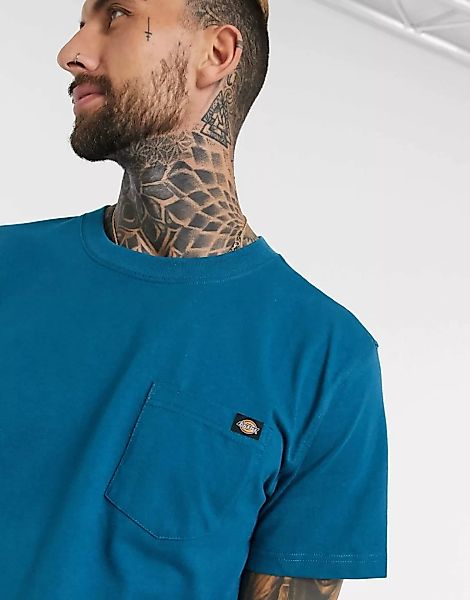 Dickies – Porterdale – T-Shirt mit Tasche in Blau günstig online kaufen