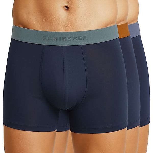 Schiesser 3-er Set Trunks Dunkelblau mit verschiedenfarbigem Webbund günstig online kaufen