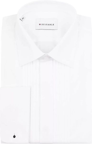 Smokinghemd Hemd mit Plisseefalten Doppelmanschette Weiß - Größe 39 günstig online kaufen