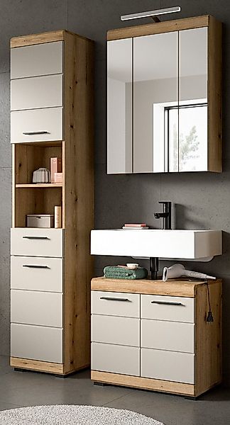 Inn.Furn Badmöbel-Set Shawn, (Badezimmer 3-teilig in Eiche und Sand / Kasch günstig online kaufen