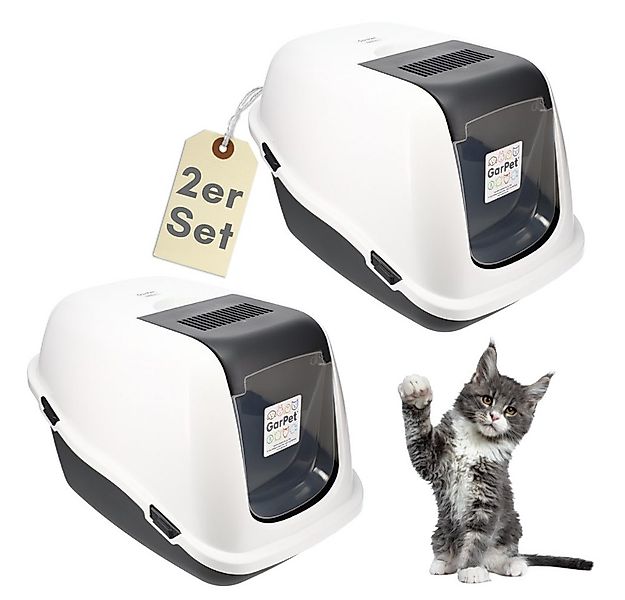 GarPet Katzentoilette 2er Set Katzenklo mit Deckel Aktivkohlefilter Katzent günstig online kaufen