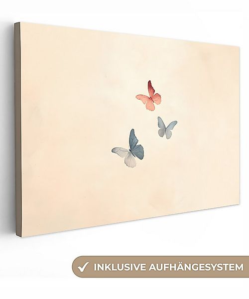 OneMillionCanvasses® Leinwandbild Schmetterlinge - Minimalistisch - Rosa, F günstig online kaufen