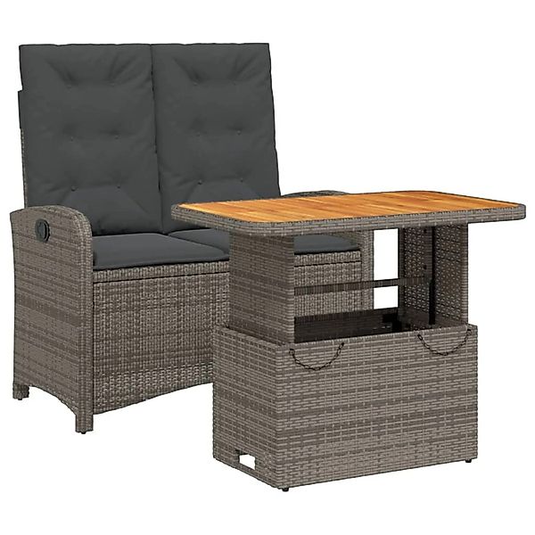 vidaXL 2-Tlg Garten-Essgruppe mit Kissen Grau Poly Rattan 3277346 günstig online kaufen